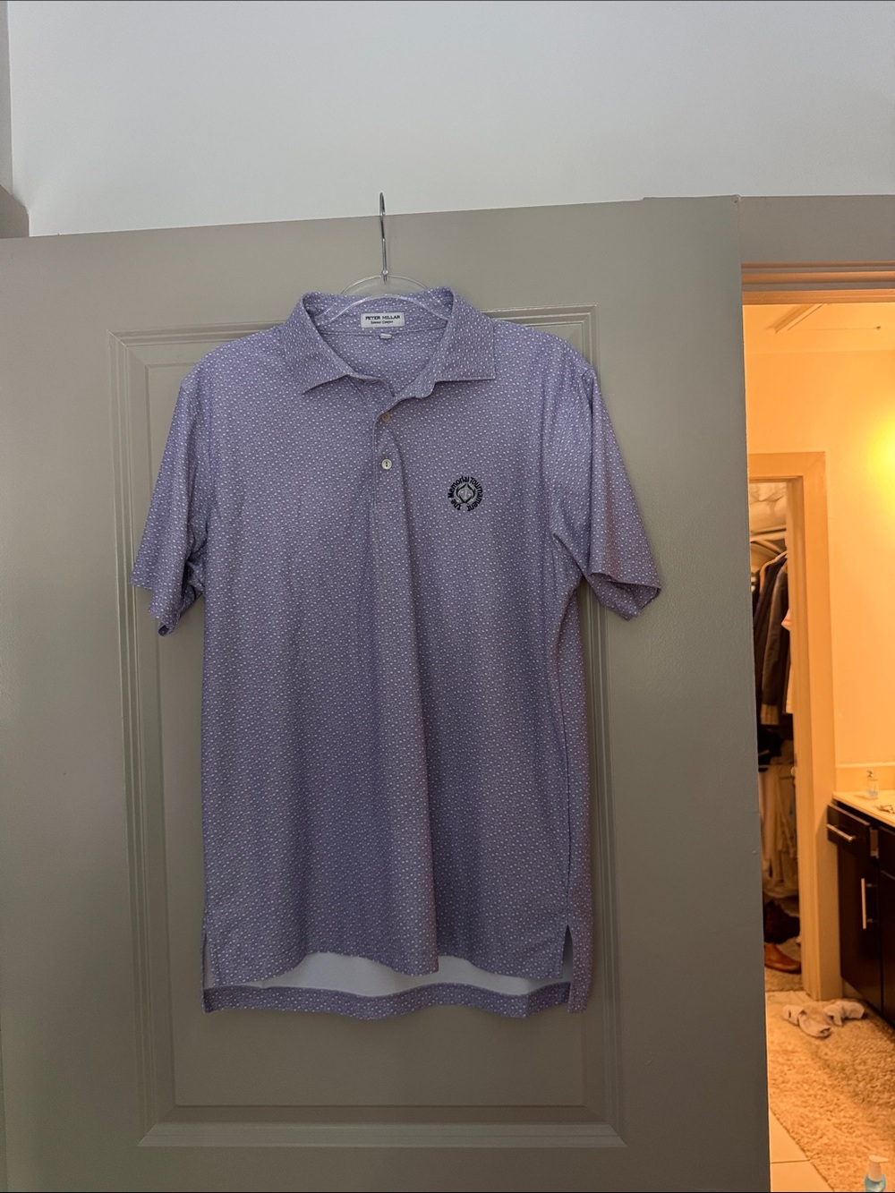 Peter Millar Lavender Polo Shirt with Subtle Dot Print